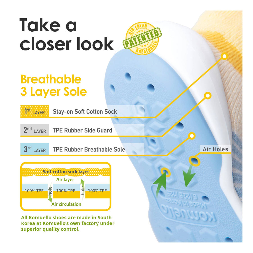 Komuello first walker baby sock shoes - Flat - Navy Solid