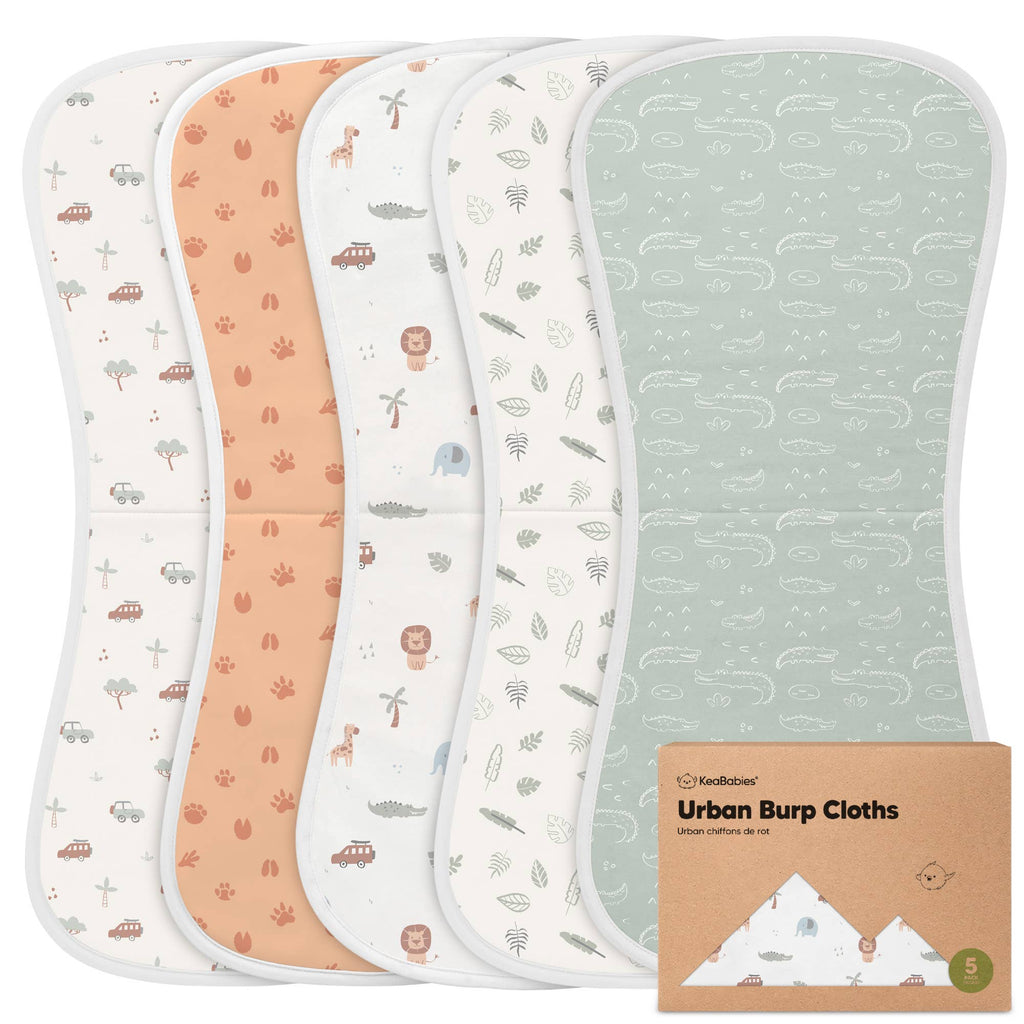 KeaBabies 5-Pack Urban Burp Cloths: Wilderness