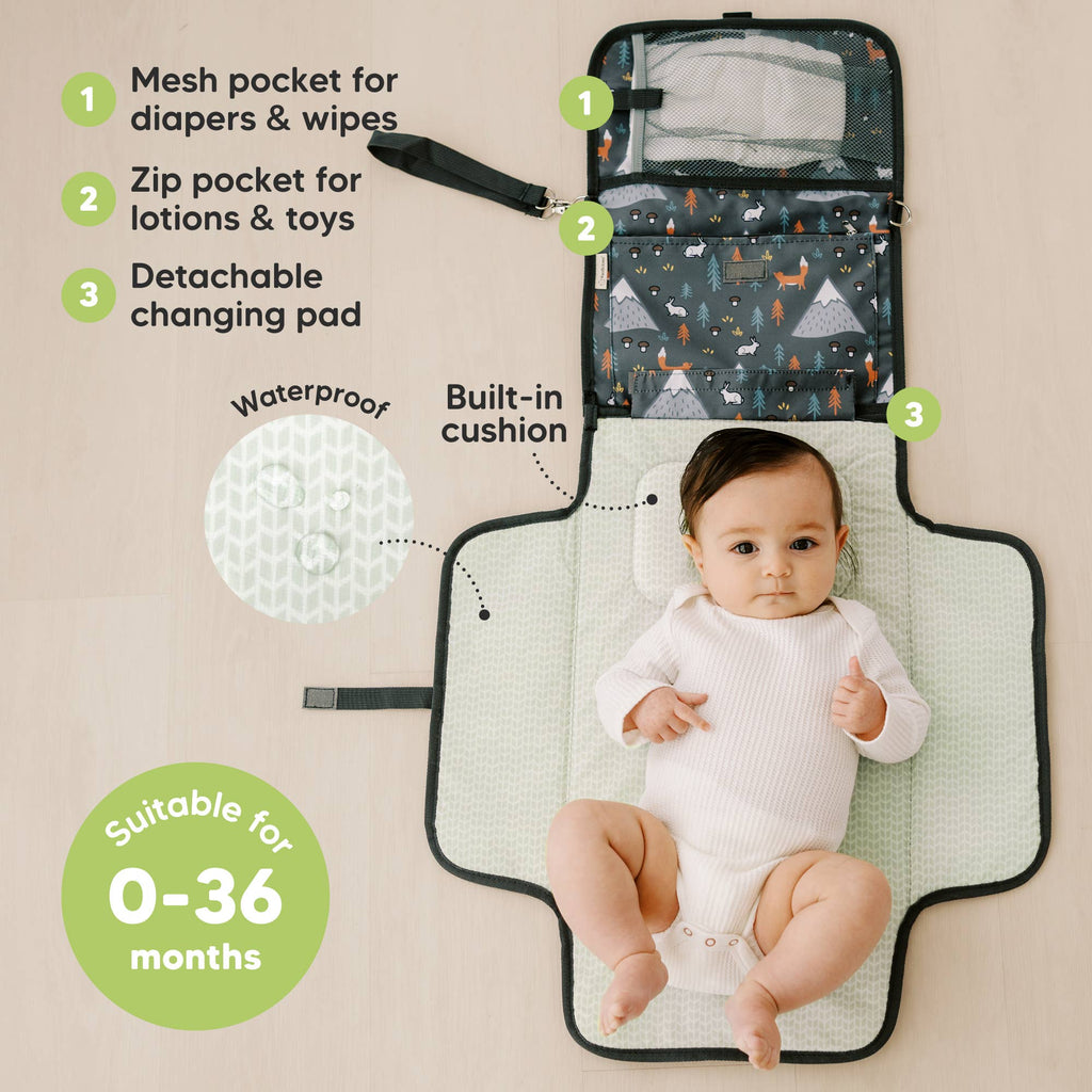 Ezee Portable Diaper Changing Pad, Foldable Changing Mat: Woods