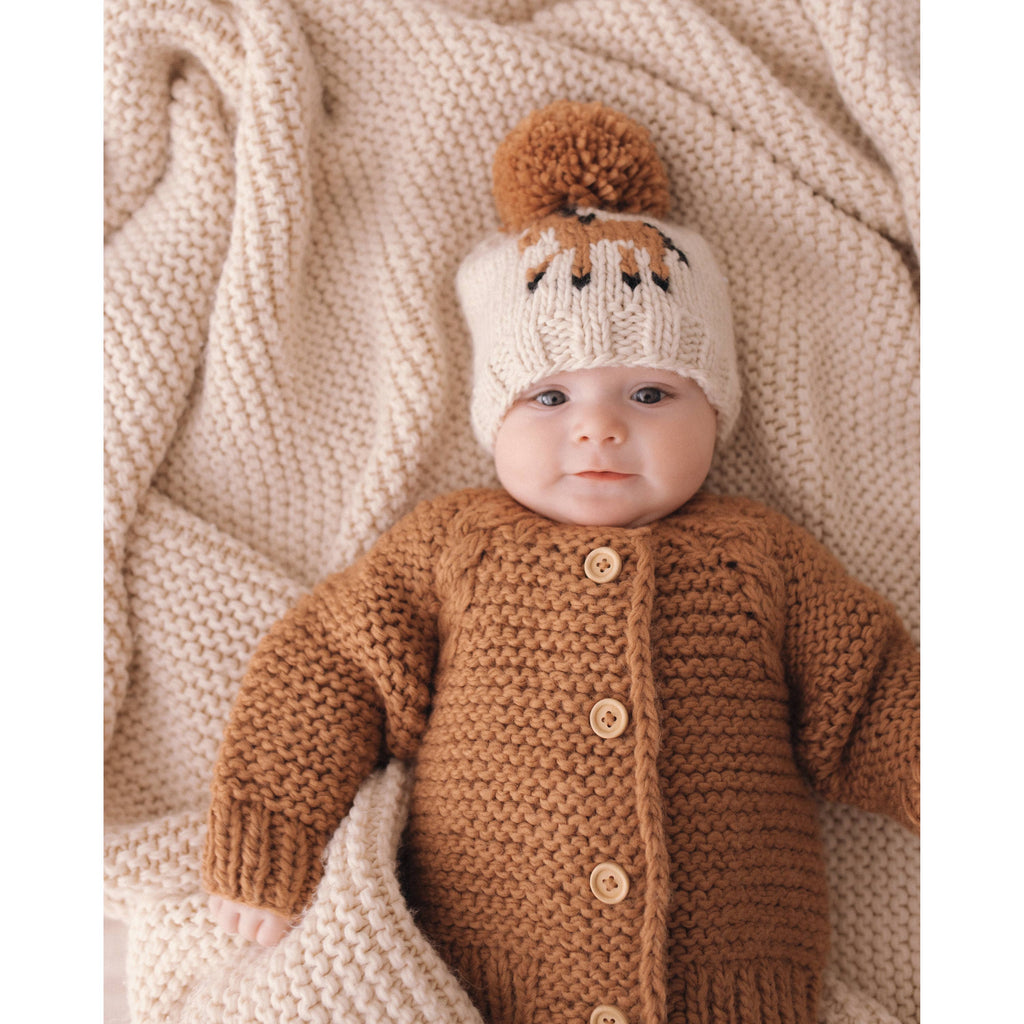 Pecan Garter Stitch Cardigan Sweater: 0-6 months