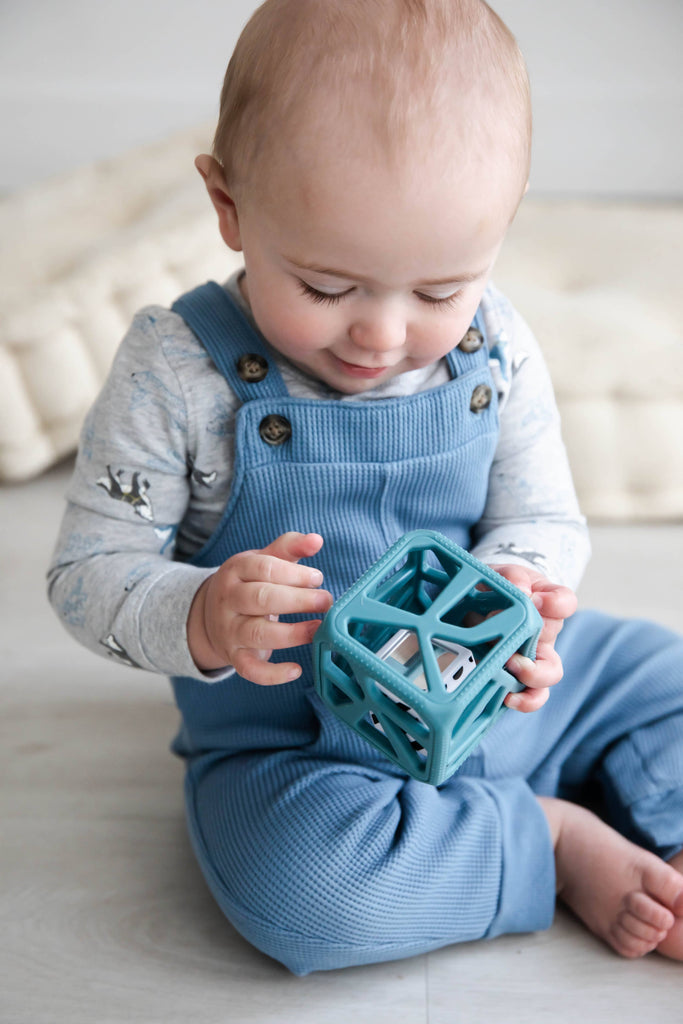 Chew Cube - Silicone Teether Rattle: Mint