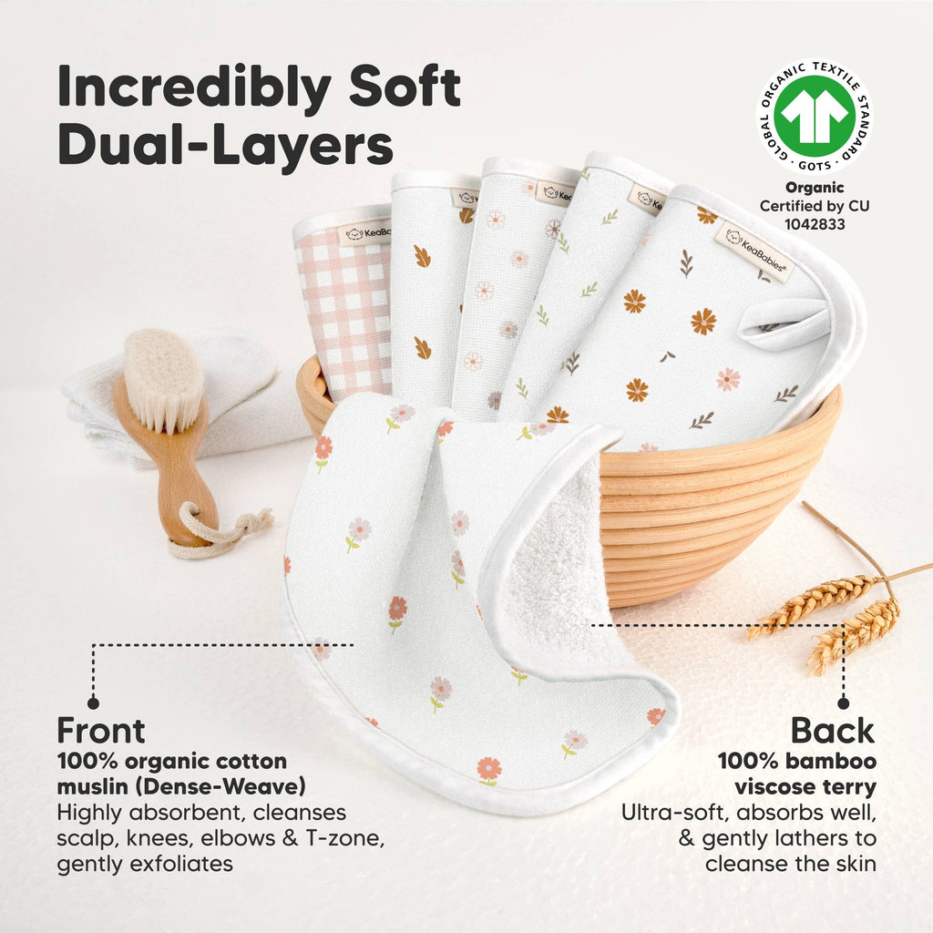 6-Pack Organic Cami Baby Washcloths for Face & Bath Towels