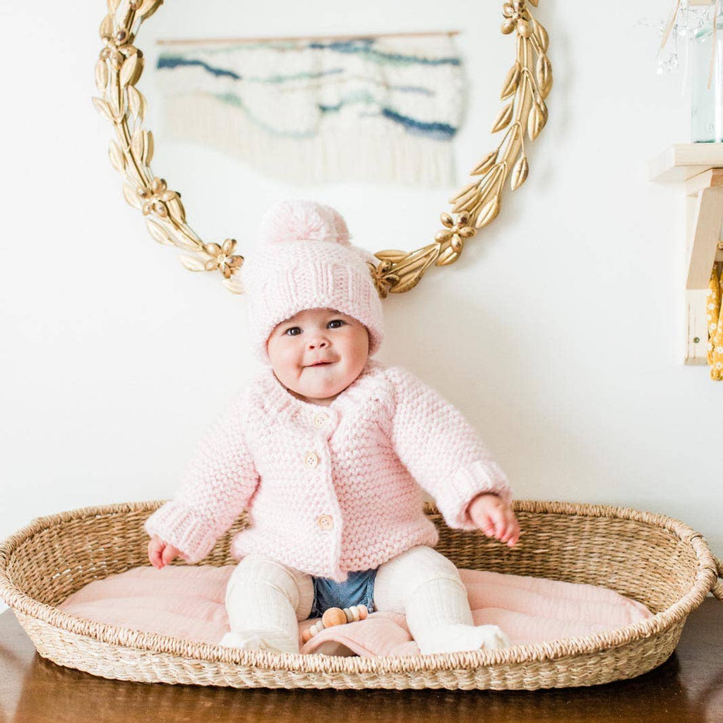 Blush Pink Garter Stitch Cardigan Sweater Baby & Toddler: 6-12 months