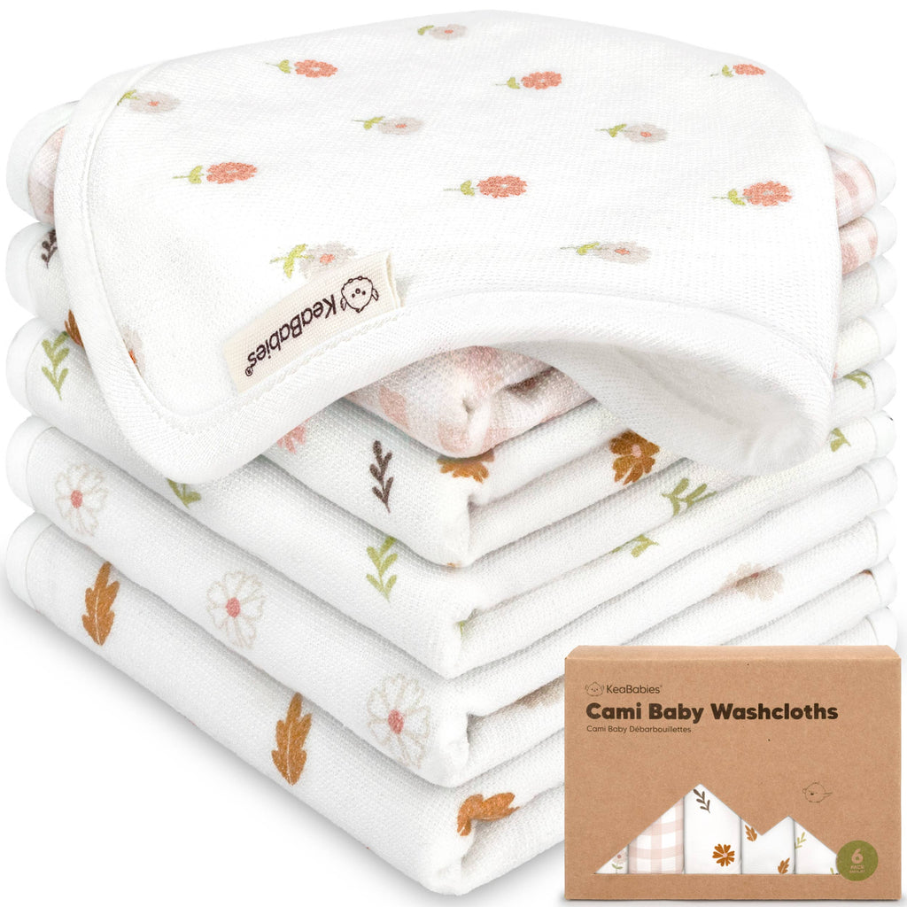 6-Pack Organic Cami Baby Washcloths for Face & Bath Towels