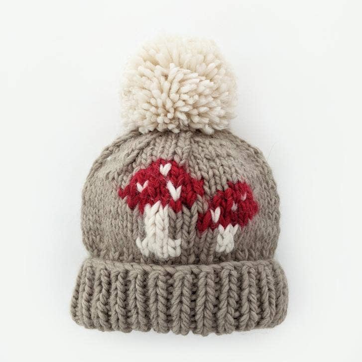 Mushroom Hand Knit Beanie Hat Baby & Kids: S (0-6 months)