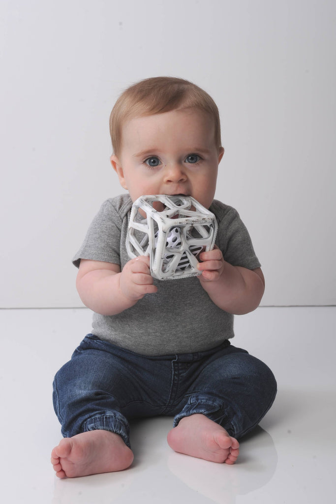 Chew Cube - Silicone Teether Rattle: Mint