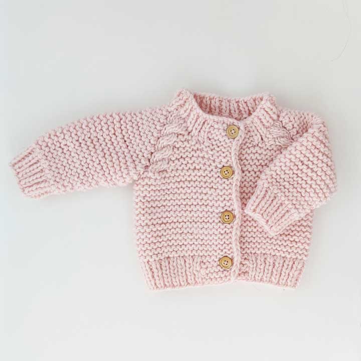 Blush Pink Garter Stitch Cardigan Sweater Baby & Toddler: 6-12 months