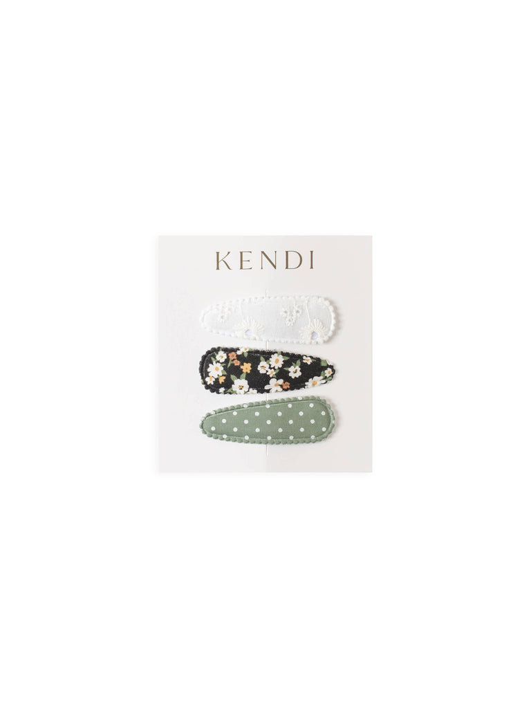 KENDI Clips 3 Pack - Green Polka