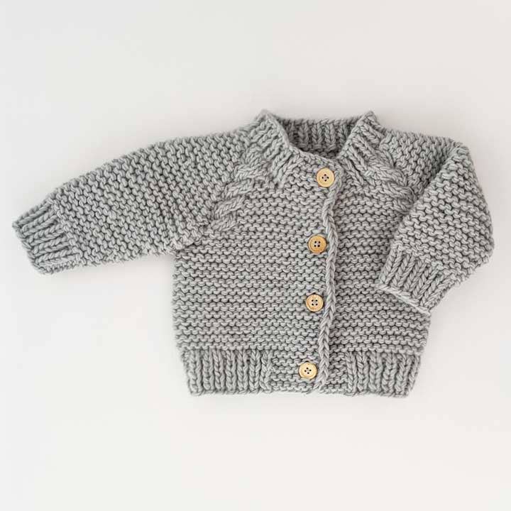 Ice Grey Garter Stitch Cardigan Sweater Baby & Toddler: 6-12 months