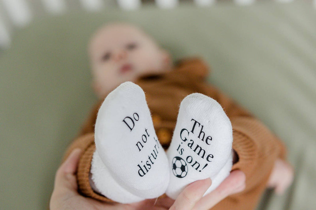 Do Not Disturb The Game is on Soccer Baby Socks | Sports Boy: 6-18mo