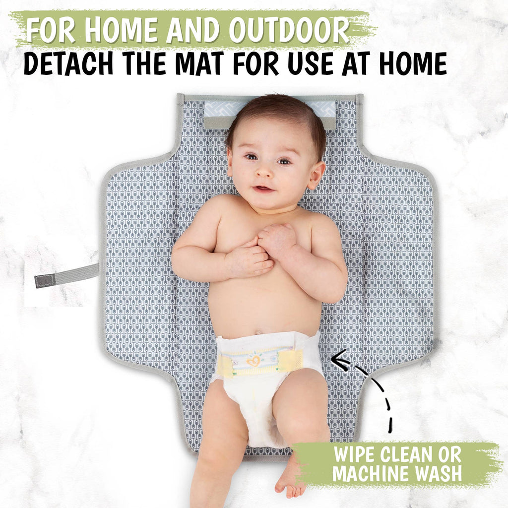 Ezee Portable Diaper Changing Pad, Foldable Changing Mat: Gray Mod