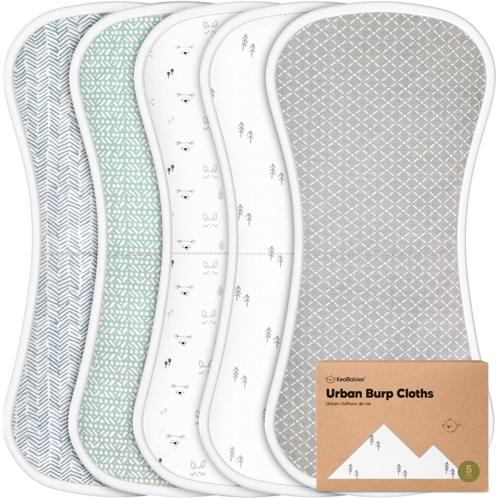 KeaBabies 5-Pack Urban Burp Cloths