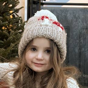 Mushroom Hand Knit Beanie Hat Baby & Kids: L (2-6 years)