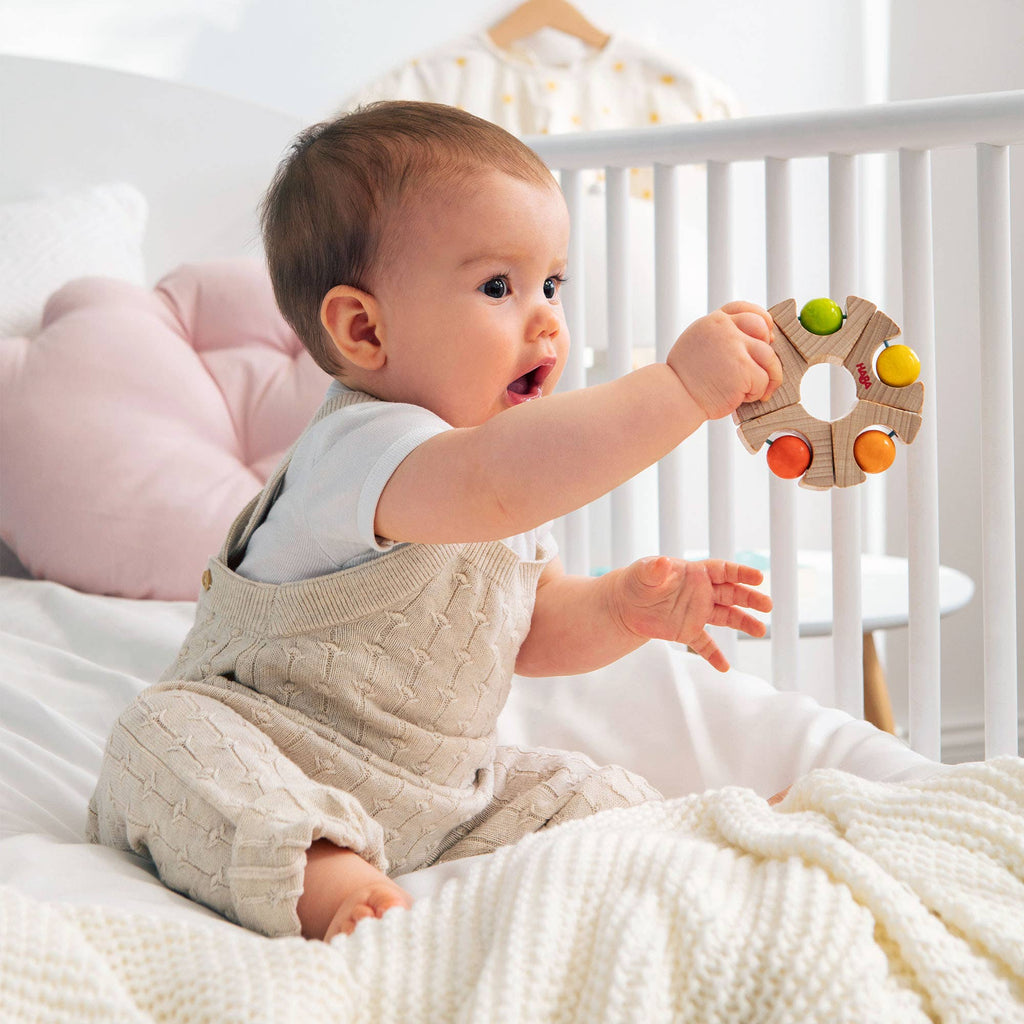 Ball Wheel Wooden Baby Grasping Toy - Montessori Rattle