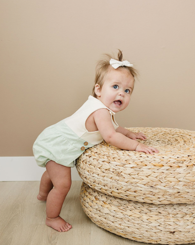 Organic Cotton Bubble Romper - I LOVE YOU Green