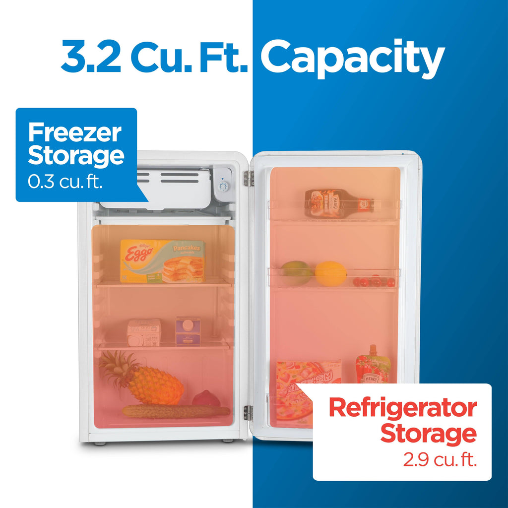 Commercial Cool Retro Refrigerator 3.2 Cu. Ft., White