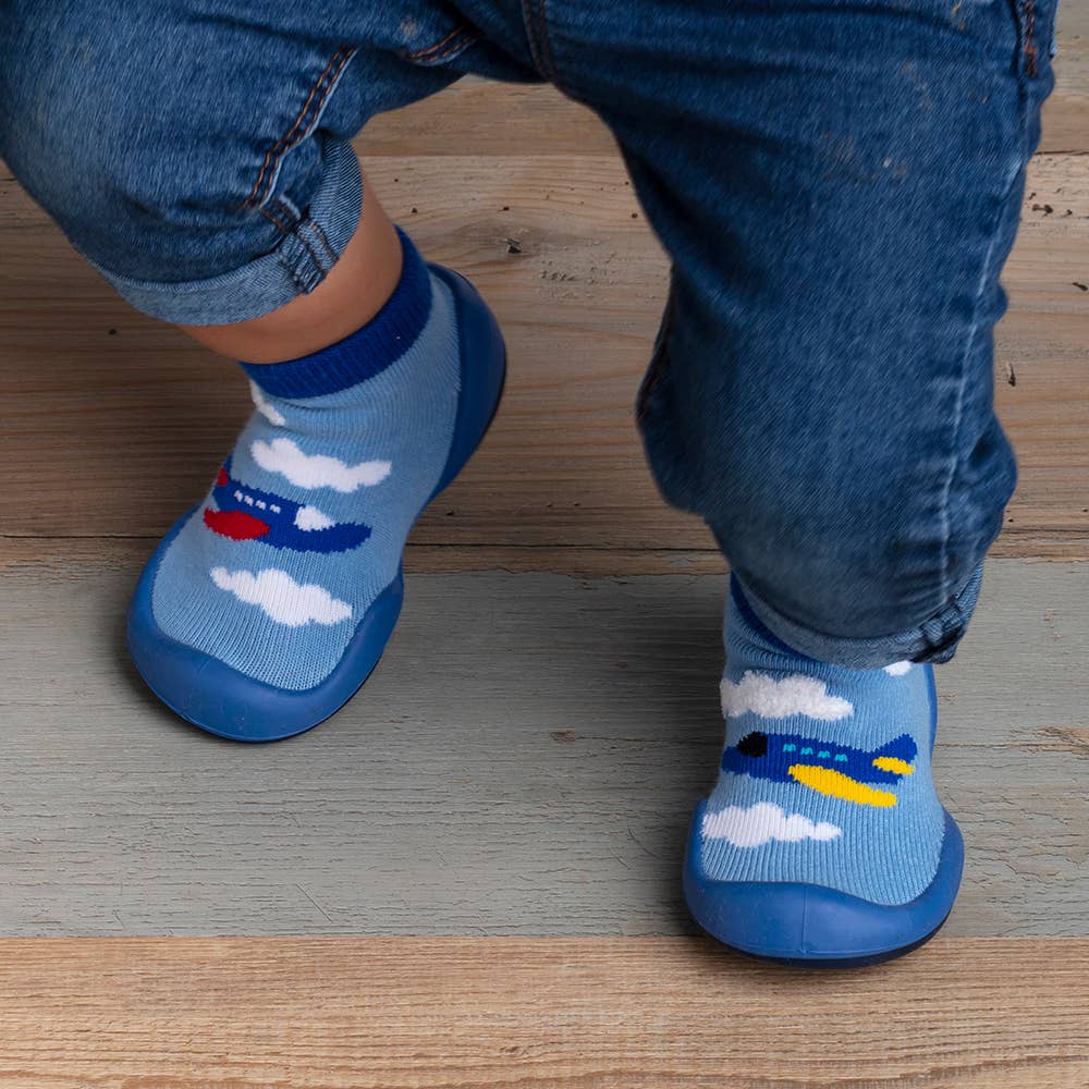 Komuello first walker baby sock shoes - Aeroplanes: 6 (125mm/ 12-18months)