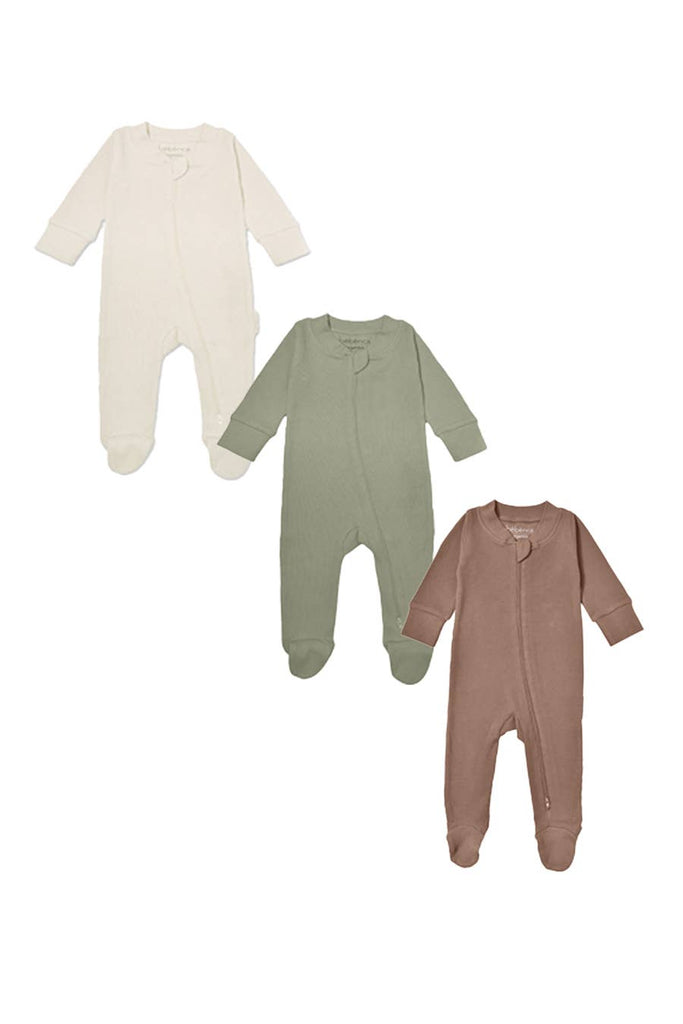 3 Piece Bundle - Organic Baby Waffle Footie Jumpsuit