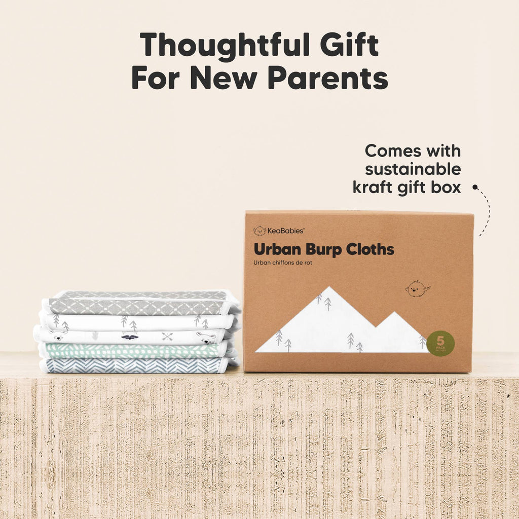 KeaBabies 5-Pack Urban Burp Cloths