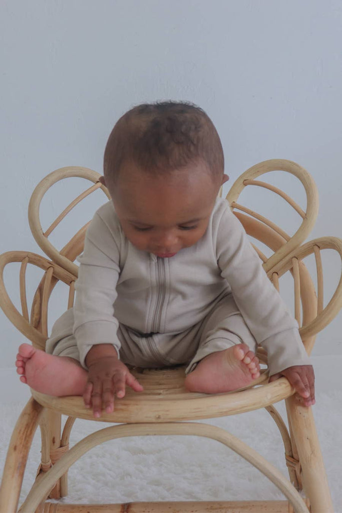 MUSK: Organic Baby Romper/Jumpsuit-Solid Beach Sand