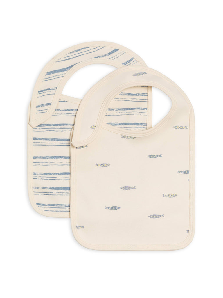 2-Pack Bibs Wave Stripe + Fish