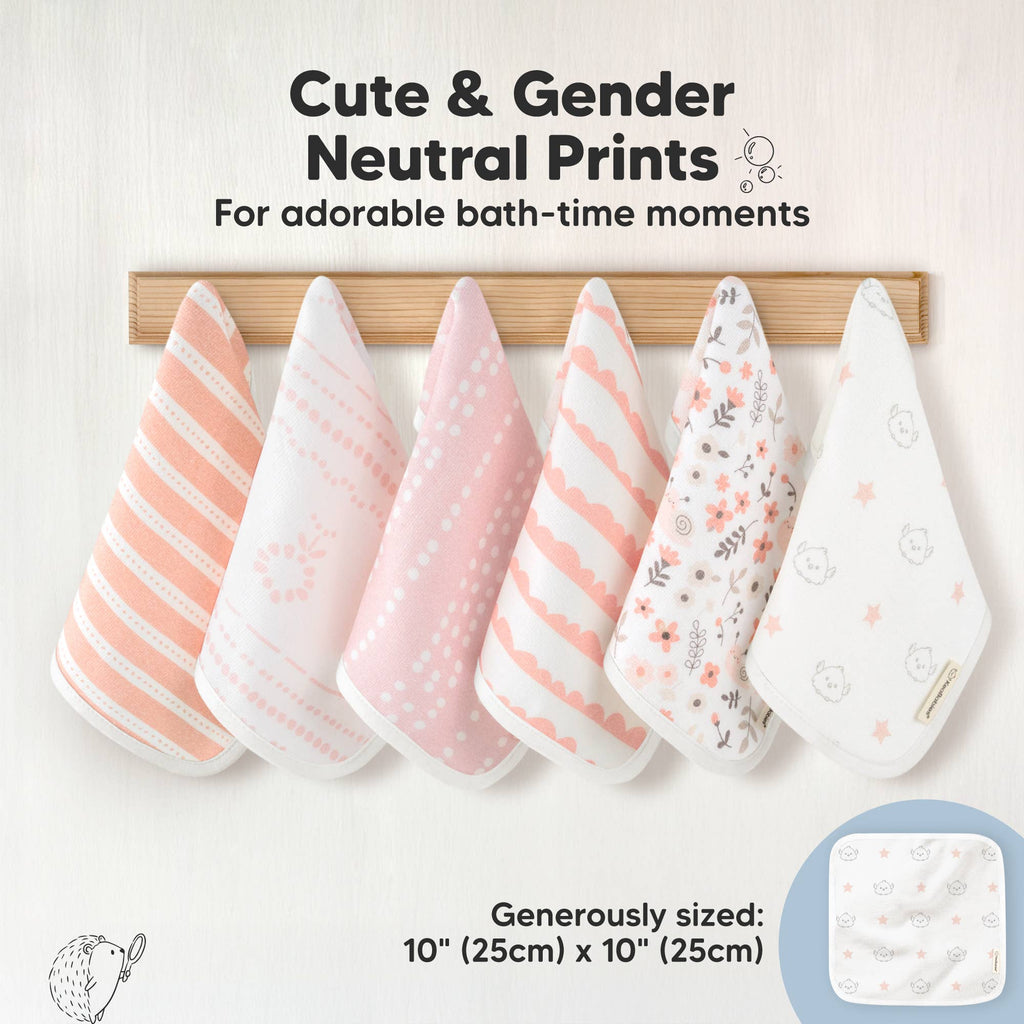 6-Pack Organic Cami Baby Washcloths for Face & Bath Towels