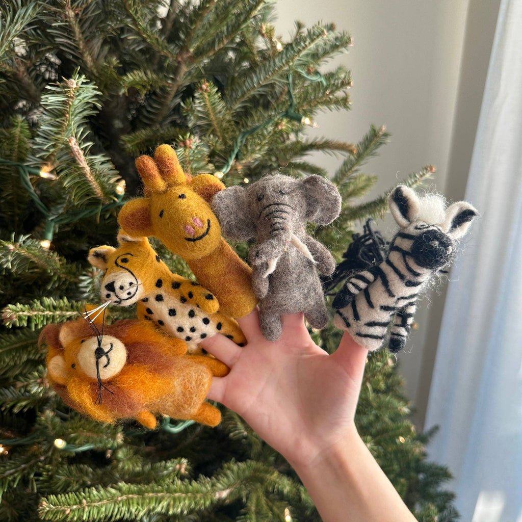 Assorted Felt Finger Puppet - Safari Animal Set of 6