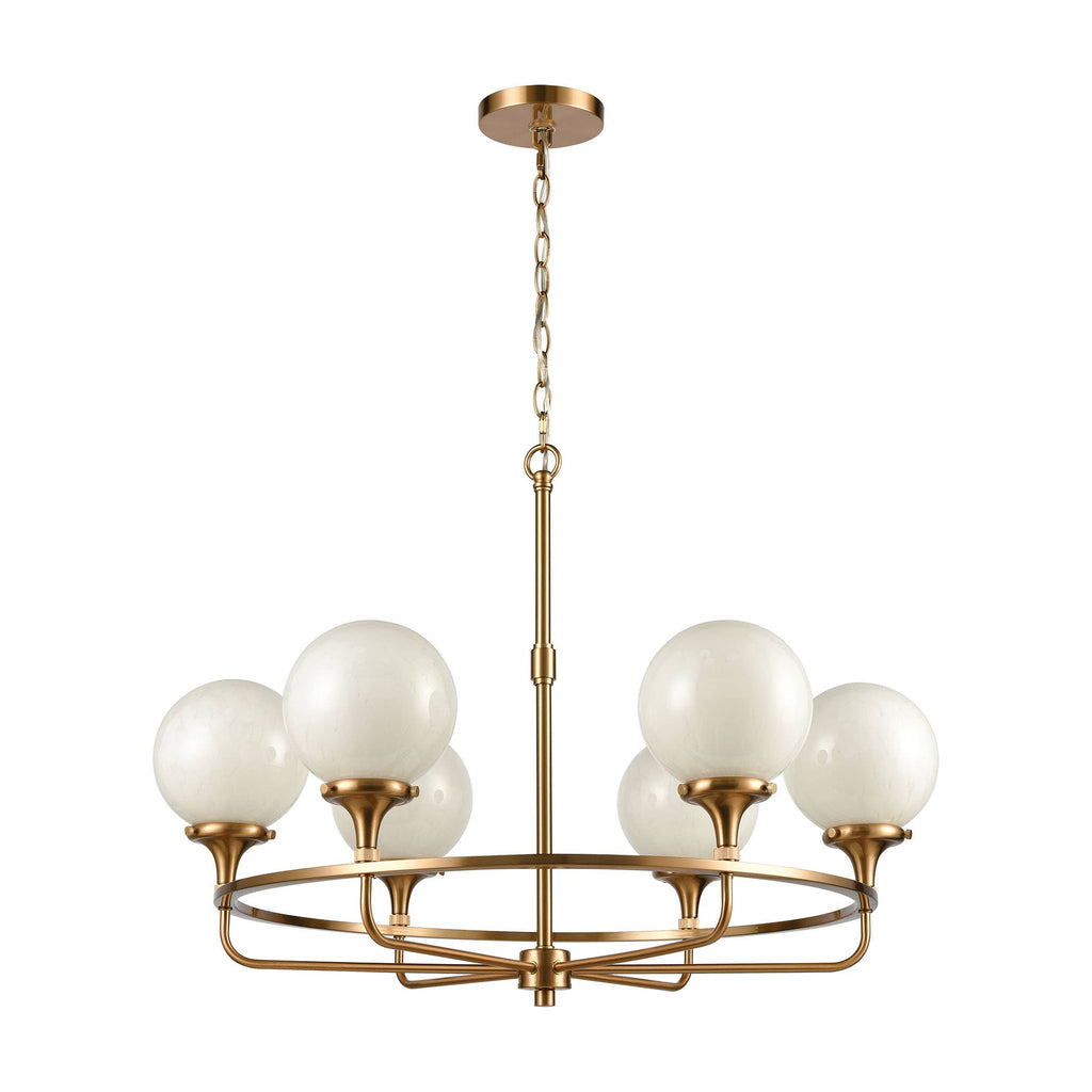 Beverly Hills 6-Light Satin Brass Chandelier Light Fixture