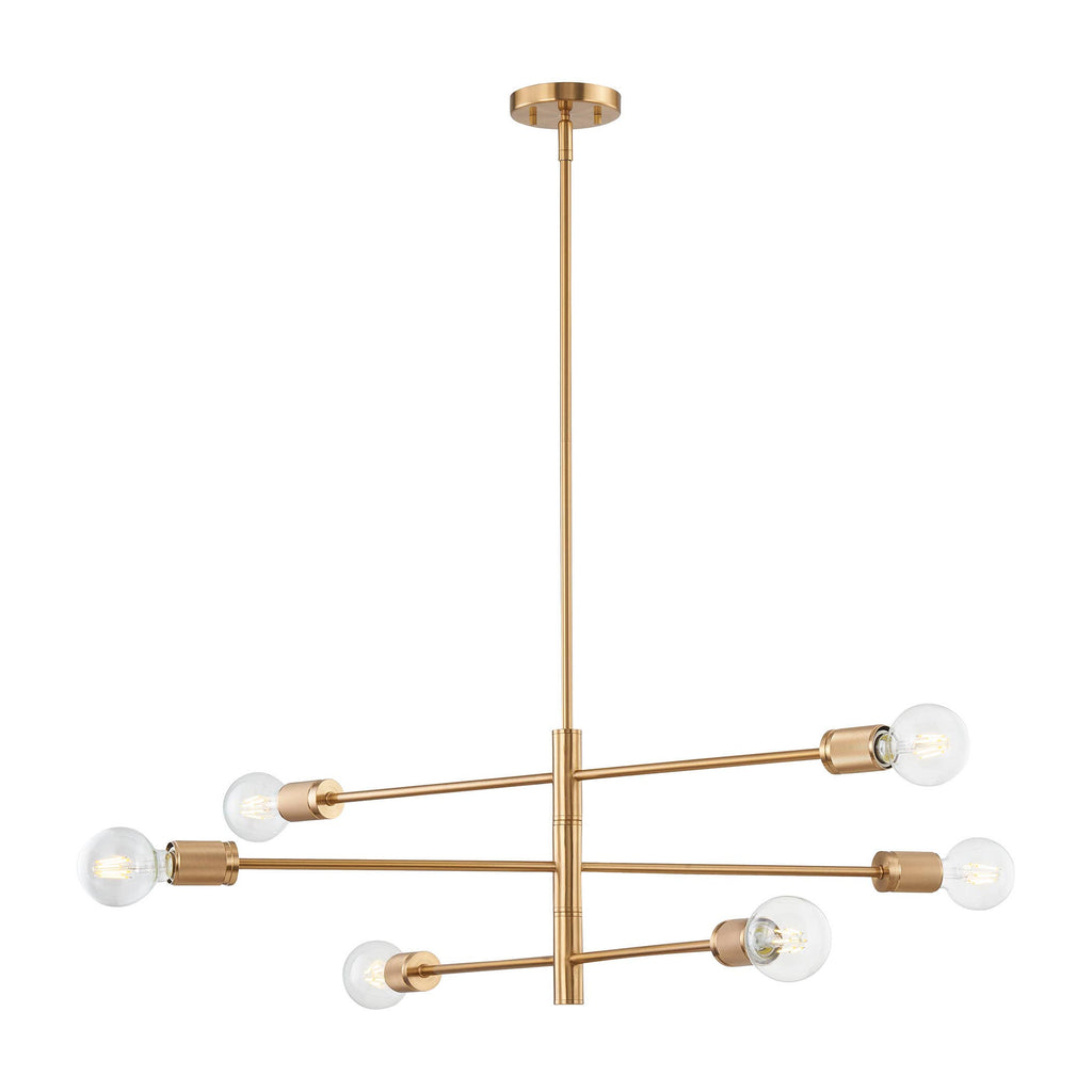 Module 6-Lght Chandelier Burnished Brass