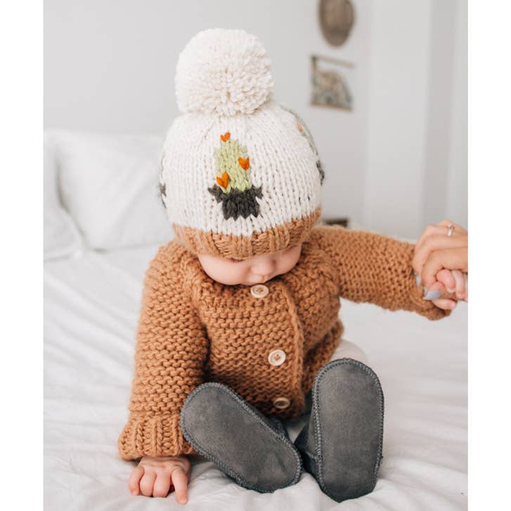 Pecan Garter Stitch Cardigan Sweater: 0-6 months