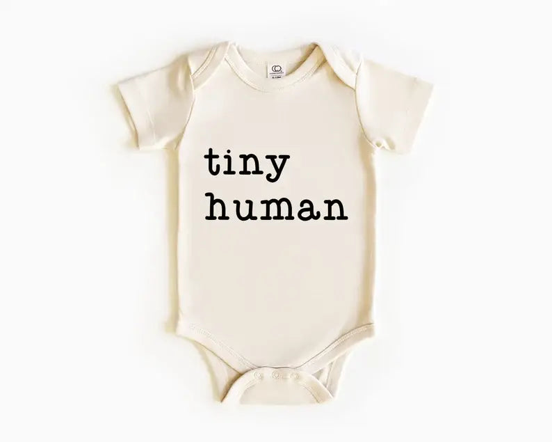 Tiny Human Baby Bodysuit | Gender Neutral Baby Shower Gifts: 0-3 Months / Long