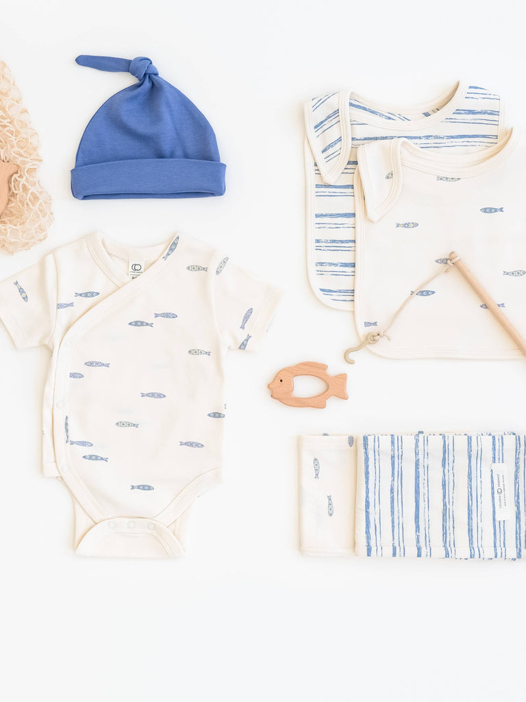 2-Pack Bibs Wave Stripe + Fish