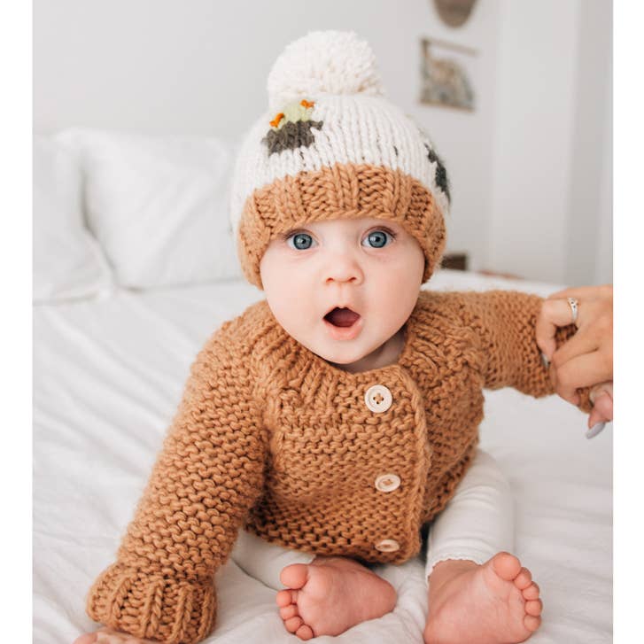 Pecan Garter Stitch Cardigan Sweater: 0-6 months