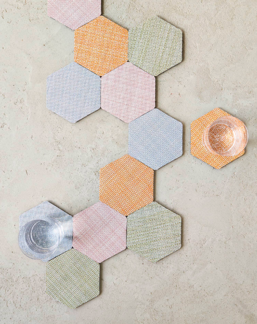 Hexagon coasters 4pk multi colored