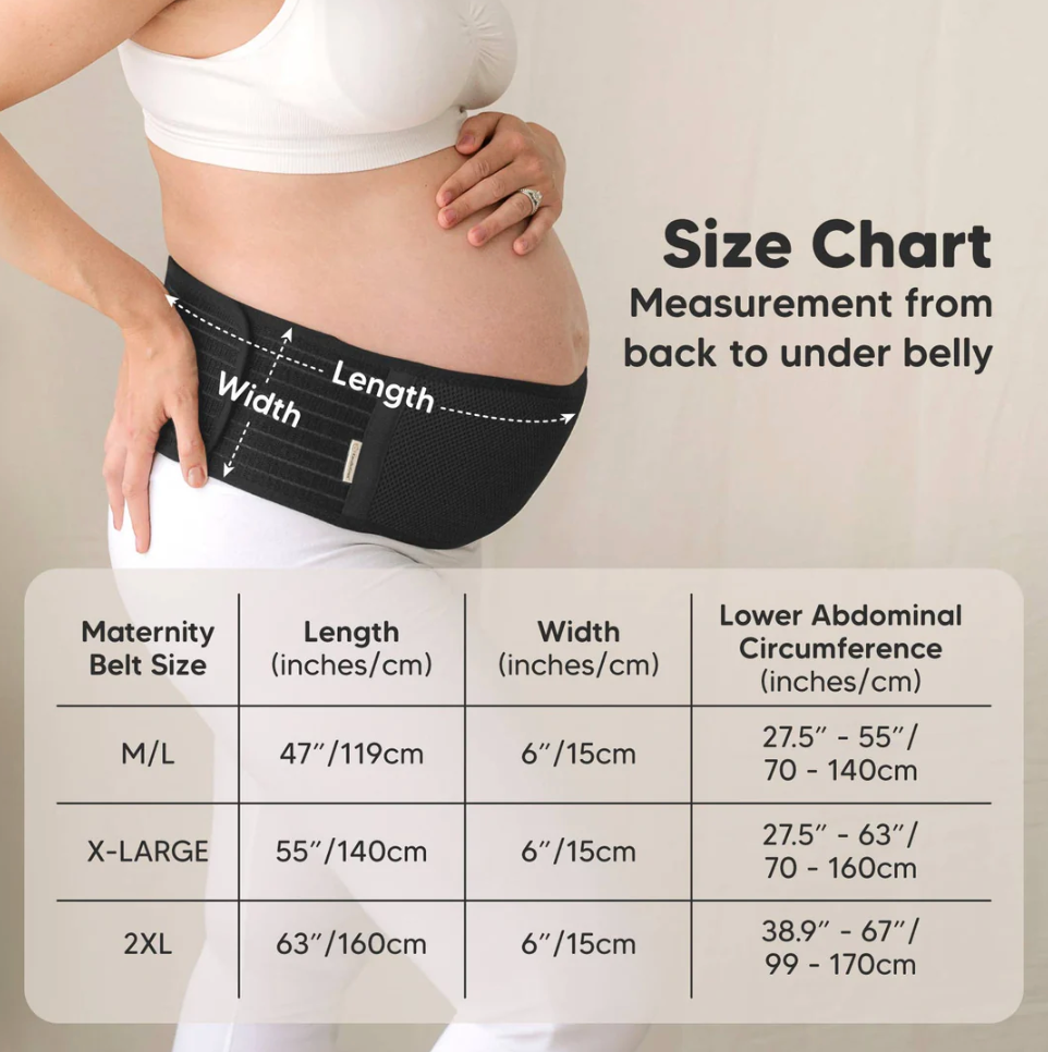 KeaBabies Maternity Support Belt (Midnight Black): M/L