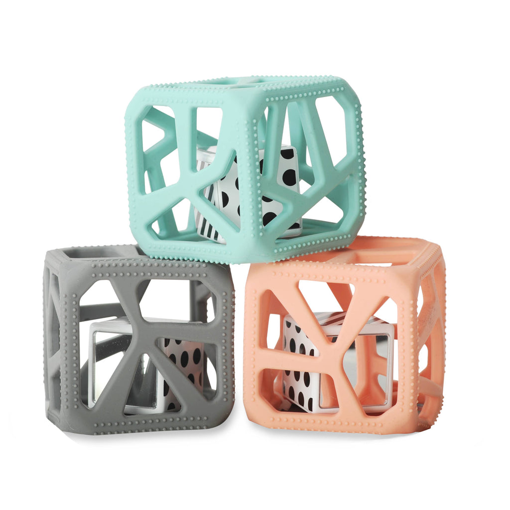 Chew Cube - Silicone Teether Rattle: Mint