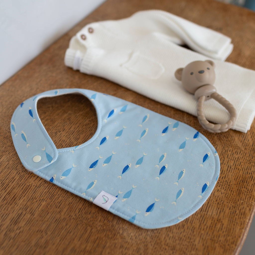 Charlie Snap Bib - Blue Fish