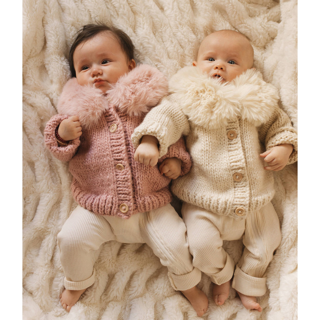 Fur Collar Natural Cardigan Sweater Baby & Toddler: 12-18 months