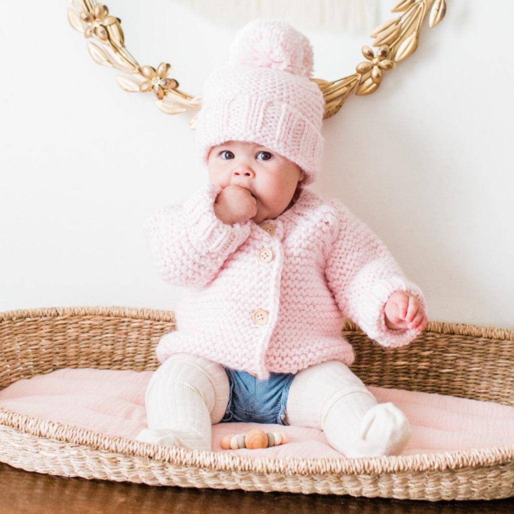 Blush Pink Garter Stitch Cardigan Sweater Baby & Toddler: 12-18 months