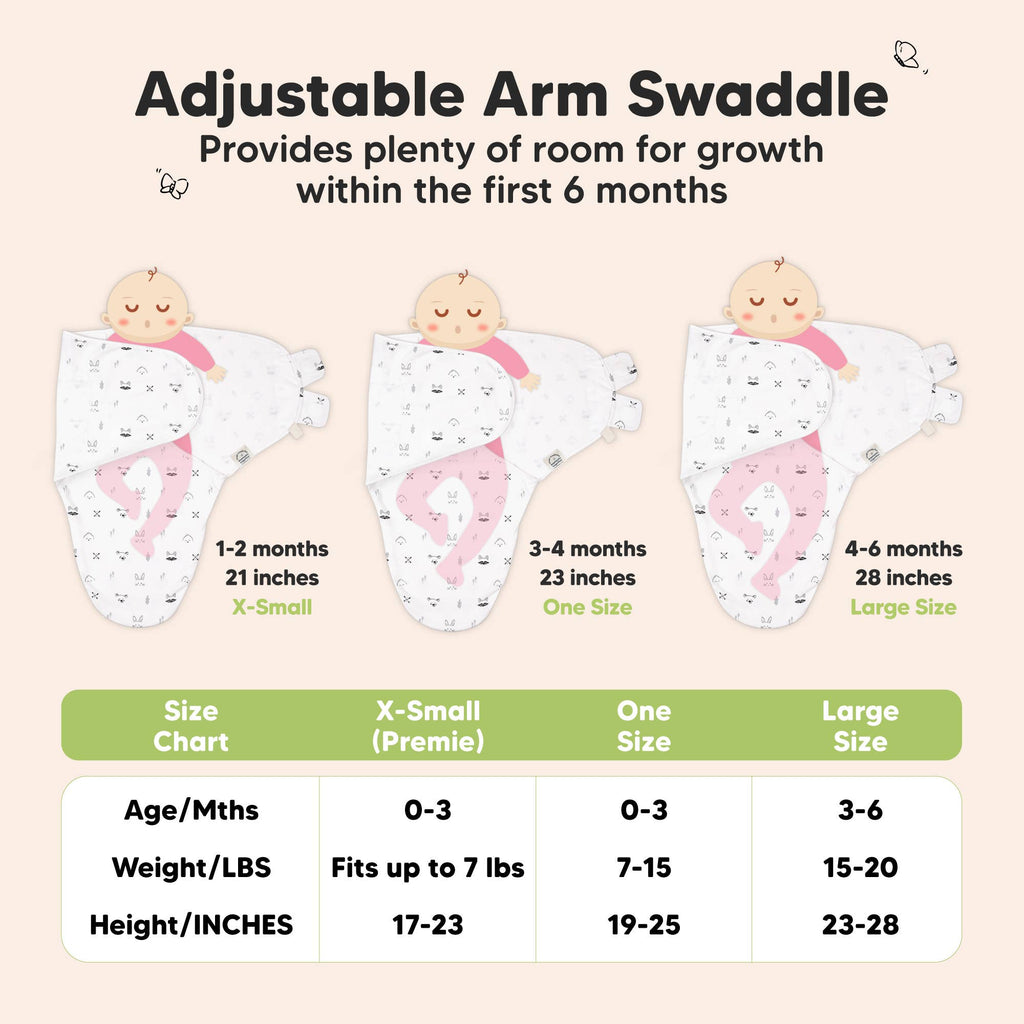 3pk Soothe Baby Swaddles 0-3 Months, Sleep Sack for Newborns