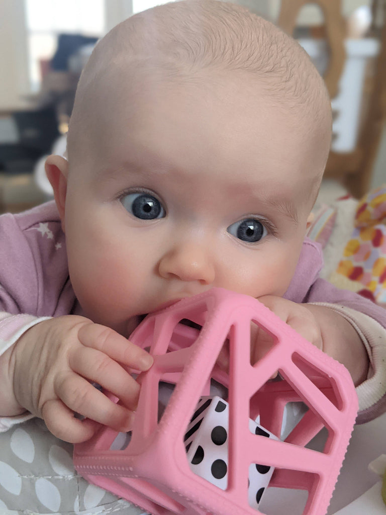 Chew Cube - Silicone Teether Rattle: Mint