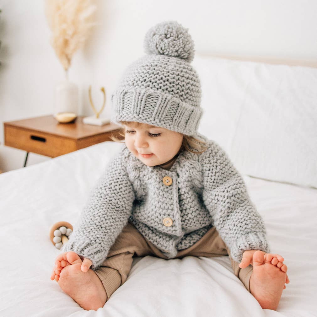 Ice Grey Garter Stitch Cardigan Sweater Baby & Toddler: 12-18 months