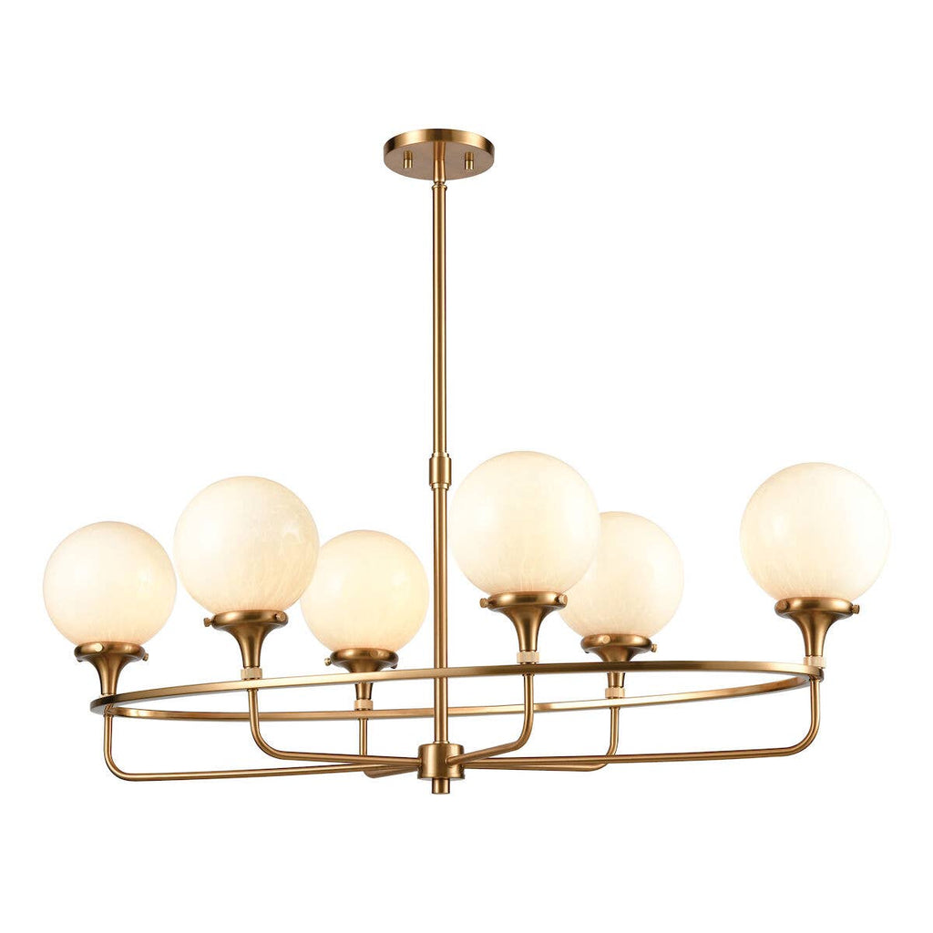 Beverly Hills 6-Light Satin Brass Chandelier Light Fixture
