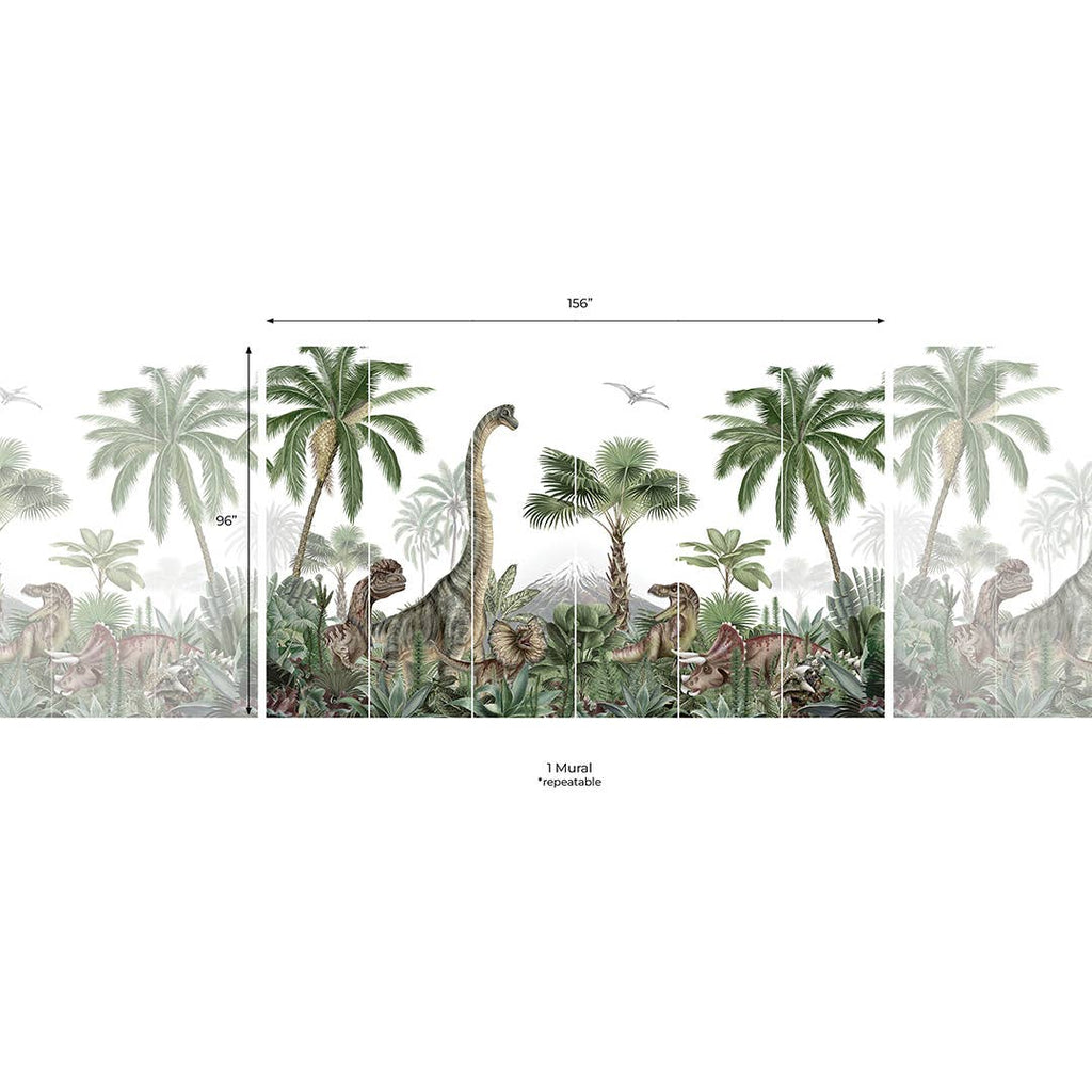 Dino Island Peel and Stick Wall Mural, 8' x 13'