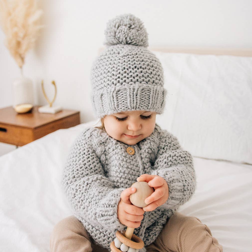 Ice Grey Garter Stitch Cardigan Sweater Baby & Toddler: 0-6 months