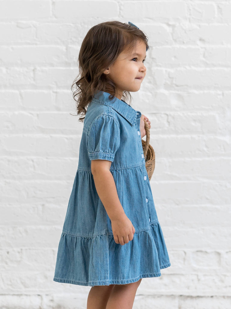 Organic Baby & Kids Pippa Chambray Short Sleeve Shirt Dress: 6-12M