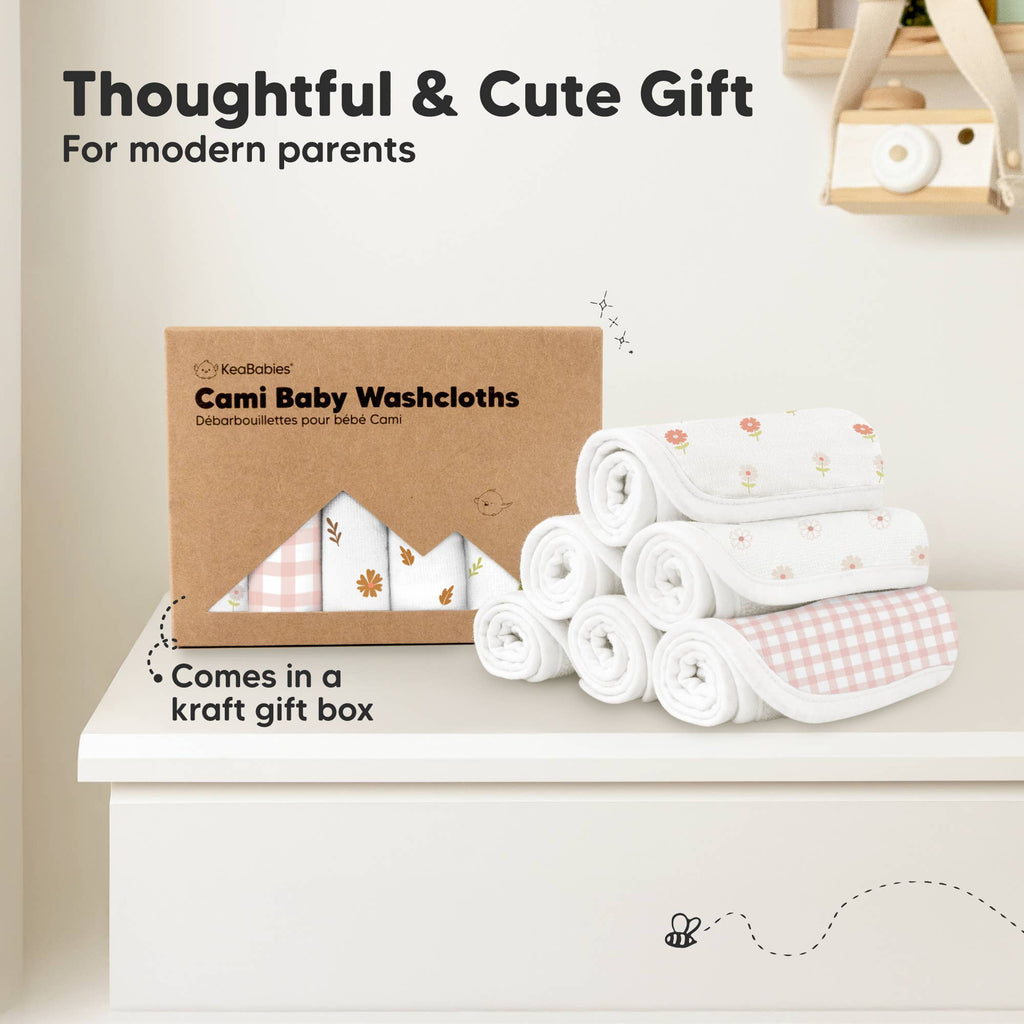 6-Pack Organic Cami Baby Washcloths for Face & Bath Towels