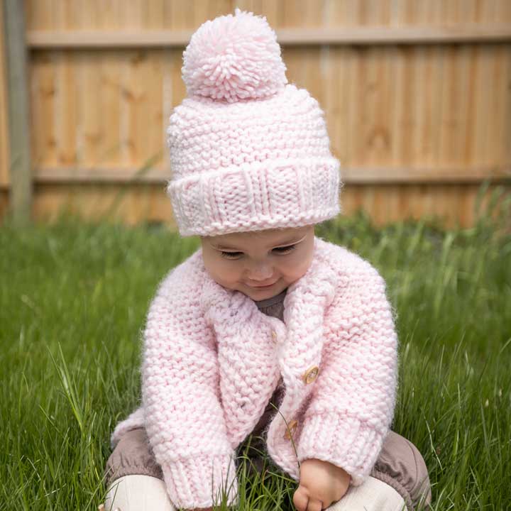Blush Pink Garter Stitch Cardigan Sweater Baby & Toddler: 6-12 months