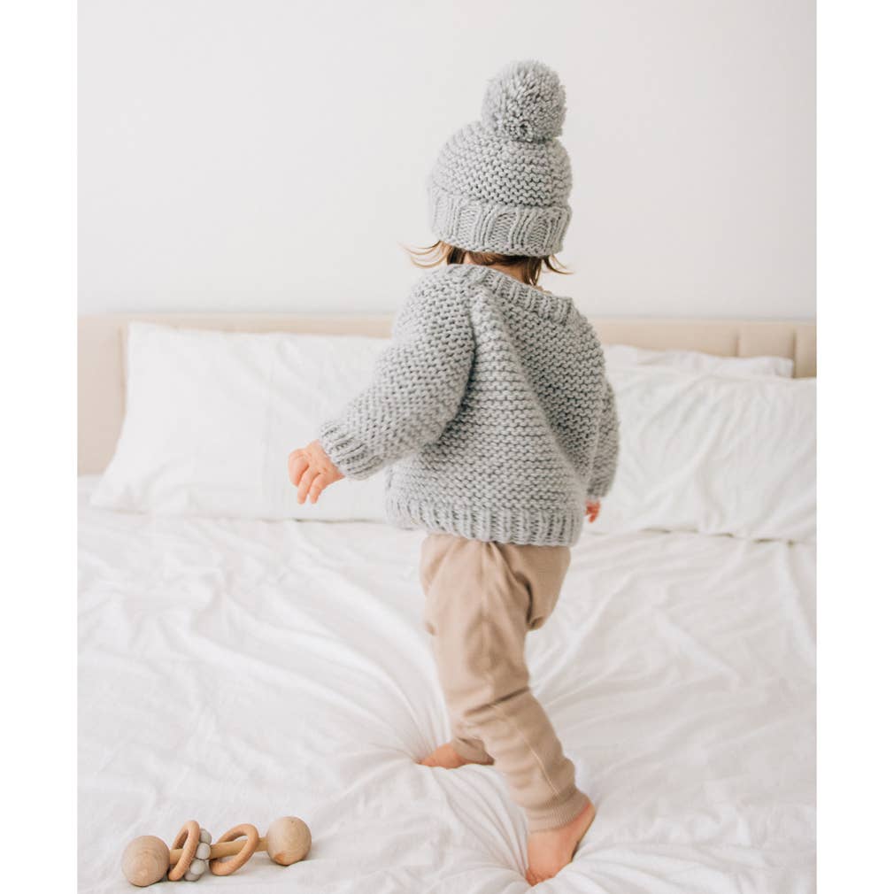 Ice Grey Garter Stitch Cardigan Sweater Baby & Toddler: 0-6 months