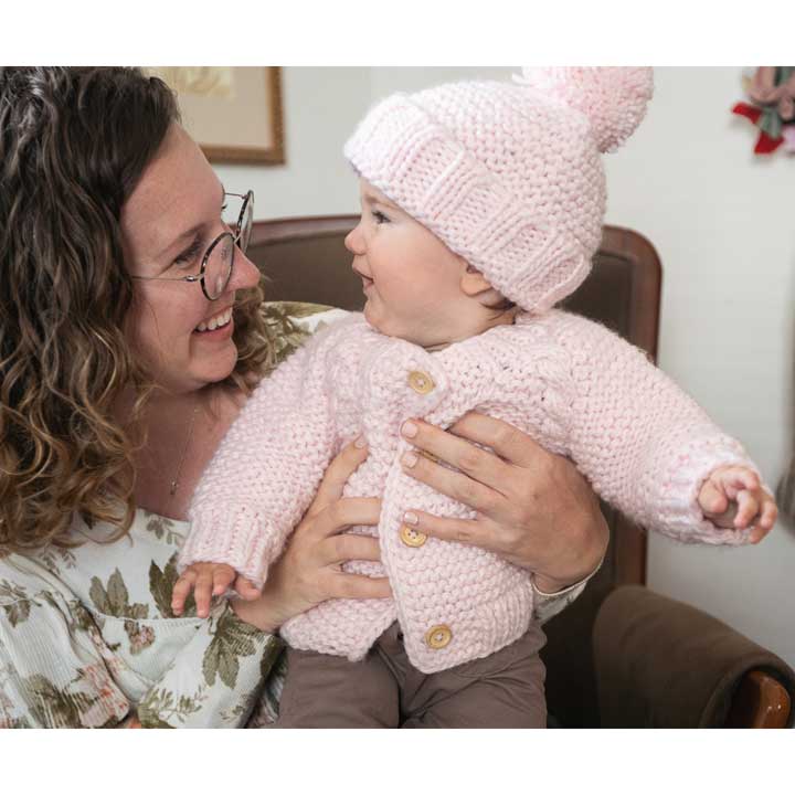 Blush Pink Garter Stitch Cardigan Sweater Baby & Toddler: 0-6 months